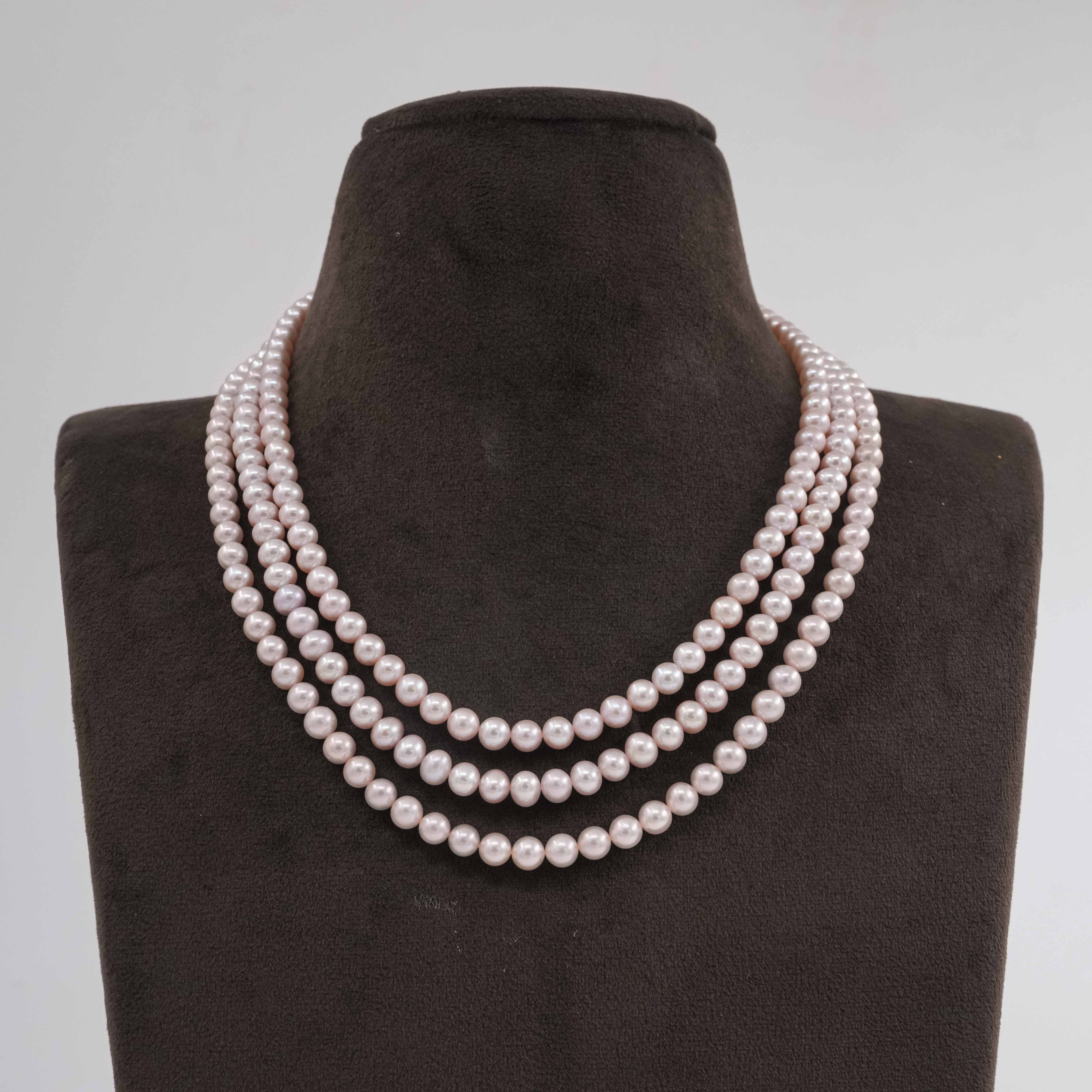 Round Pink Three Layered Necklace